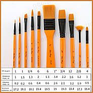 Професійні художні пензлі - 10 шт - акрил, акварель, гуаш, олія, темпера аквагрим, фото 3