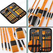 Професійні художні пензлі - 10 шт - акрил, акварель, гуаш, олія, темпера аквагрим, фото 8