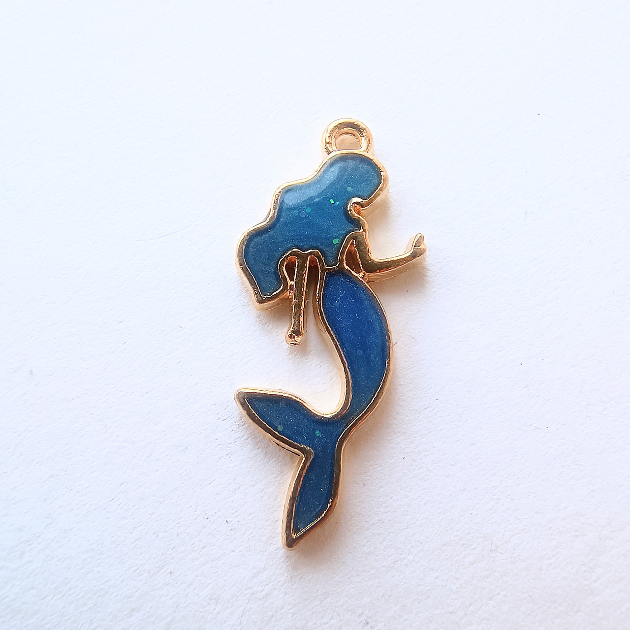 Підвіска Finding Кулон шарм русалка Золотиста синя емаль 29 мм x 13 мм