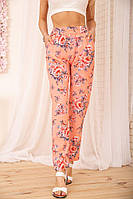 Летние хлопковые штаны, с цветочным принтом, цвет Персиковый, 172R65-1