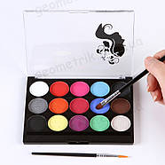 Poetry Shadow - 15 кольорів, 40 трафаретів, 2 пензлики - Аквагрим професійний: арт. FC1502-S, фото 4