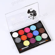 Poetry Shadow - 15 кольорів - 2 пензлики - Аквагрим професійний: арт. FC1502, фото 4