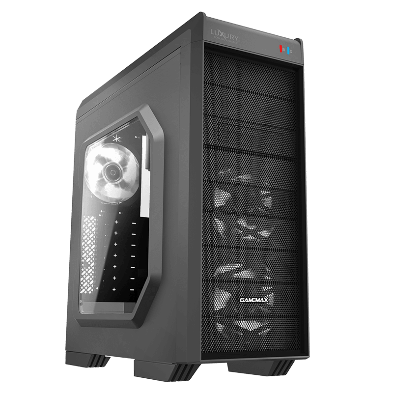 Корпус GameMax Luxury Black, без БЖ, Mid Tower, ATX / Micro ATX / Mini ITX, 1хUSB 3.0, 2хUSB 2.0, Card Reader, 3x120 мм LED, 205x4