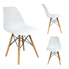 Стілець Eva Jumi білий скандинавський, дерев'яні ніжки, пластик, обідній, для кухні/вітальні