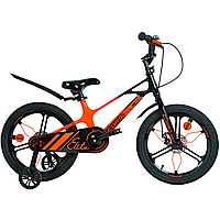 Велосипед детский Corso Elite 18" магниевая рама оранжевый с дополнительными колесами ELT-18368