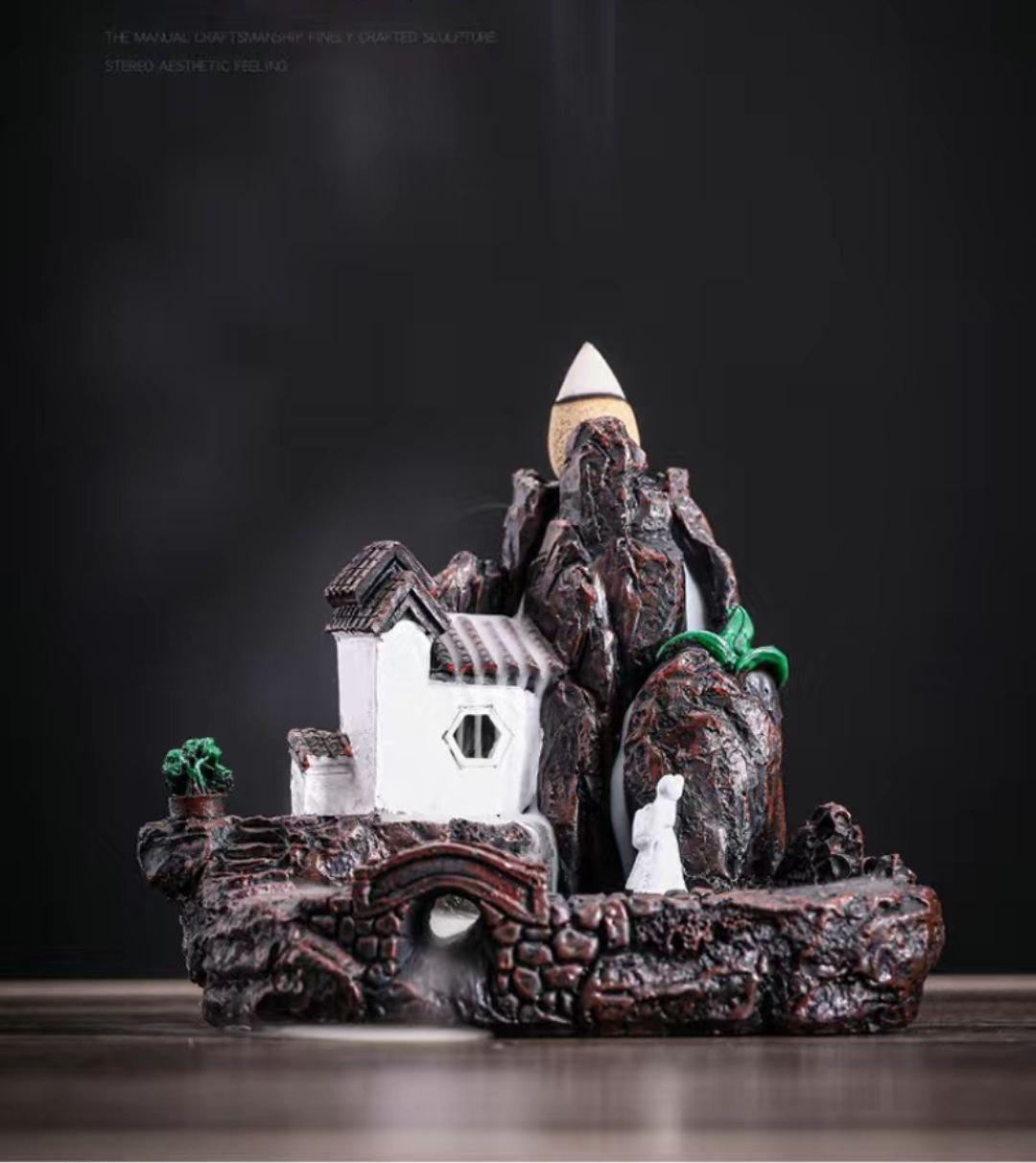 Керамічна аромалампа зі зворотним потоком "Будинок у горах" +20 конусів, фото 1