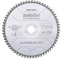 Пильный диск Metabo Aluminium cut HW/CT 216х2.2/1.8x30, Z58 FZ/TZ 5 град. (628443000)(5312339091756)