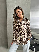 Женская рубашка свободного кроя в леопардовый принт Арт. 030 M