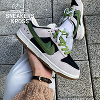 Мужские кроссовки Nike SB Dunk Low SE 85 Double Swoosh Grey Green, Найк СБ Данк, Nike dunk premium