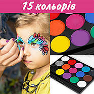 Poetry Shadow - 15 кольорів, 40 трафаретів, 2 пензлики - Аквагрим професійний: арт. FC1502-S, фото 6