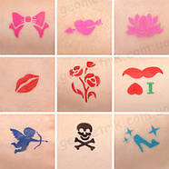 Poetry Shadow - 15 кольорів, 40 трафаретів, 2 пензлики - Аквагрим професійний: арт. FC1502-S, фото 9