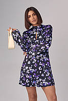Сукня міні з квітковим принтом Фіолетовий, L