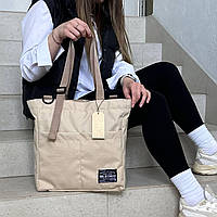 Жіноча сумка-шоппер із плечовим ременем. Бежева