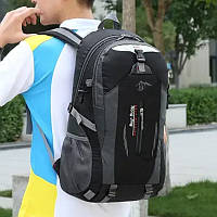 Мужской рюкзак туристический большой вместительный плотный спортивный водонепроницаемый черный Daishu