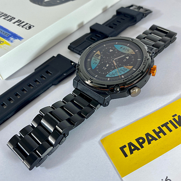 Смарт-годинник із чорним залізним ремінцем Smart Watch із дзвінком Смарт-годинник із підтримкою української мови Sniper