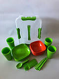 Набір посуду для пікніка пластиковий на 12 персон (73 предмети: тарілки, ложки, виделки, склянки), фото 2