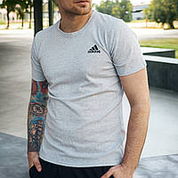 Мужская футболка спортивная серая Adidas повседневная стильная однотонная удобная фирменная