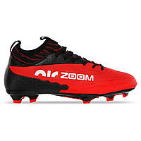Бутсы футбольные ZOOM 220909-2 размер 45 цвет черный-белый-красный un
