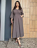 Довге жіноче однотонне плаття з льону великих розмірів, фото 4