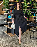 Довге жіноче однотонне плаття з льону великих розмірів, фото 8