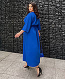 Довге жіноче однотонне плаття з льону великих розмірів, фото 2