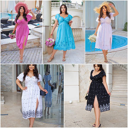 Літнє бавовняне плаття з візерунками батальні розміри, фото 1