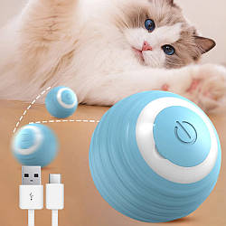 Іграшка м'яч для кішки від USB (4,3 см) PetGravity, Блакитний / Смарт м'ячик для тварин / Іграшка для котів