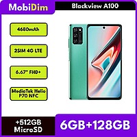 Смартфон Blackview A100 6/128GB 4 680mAh 6.67" FHD+ MediaTek Helio P70 NFC 2SIM 4G LTE Android 11 Green