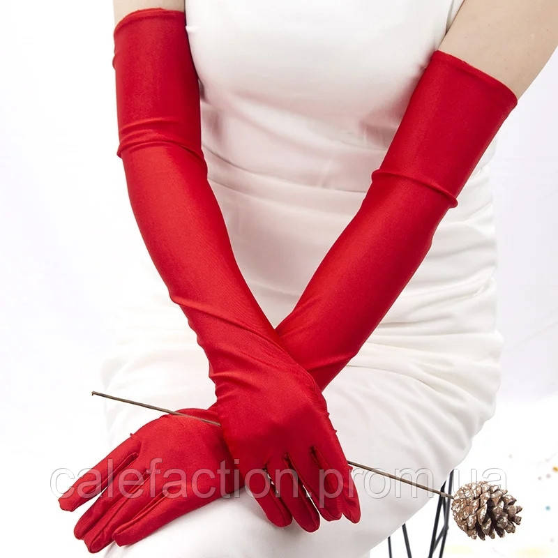 Червоні (спандекс) рукавички вище ліктя