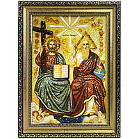 Икона "Новозаветная Троица" янтарная 40х60