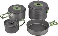 Набор посуды Bo-Camp Explorer 4 Pieces Hard Anodized Grey/Green (2200244)(5246539411756)