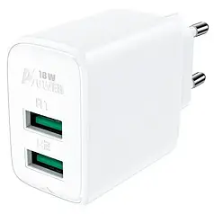 Адаптер живлення для телефона Acefast A33 QC18W White (USB-A+USB-A)
