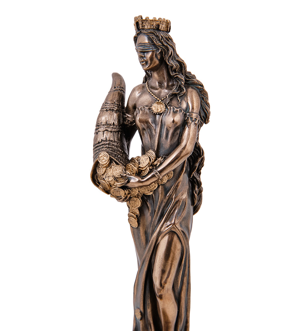 Статуетка Veronese Фортуна 15 см 1907202 фігурка алтарна з рогом достатку з грошима богиня удачі тихея