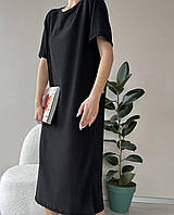 Женское летнее длинное платье футболка (черное, оранжевое, трава, шоколад) 42-44, 46-50 размеры