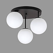 Чорна стельова люстра з білими кулями (56-HPR150F-3 BK+WH (300))