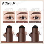 Оригінал. Штамп для брів + 10 трафаретів - Мікроблейдинг - Пудровий татуаж - P.TWO.P. - dark brown, фото 5