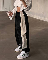 Женские штаны карго с лампасом на затяжках из плащевки (черные, бежевые, красные) 42-46 универсальный