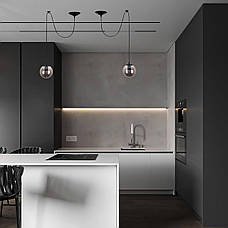 Уцінка! Чорний підвіс зі скляною 15см графітовою кулею (56-PR1501F-1 BK+BK), фото 5