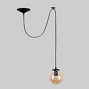 Чорний підвіс зі скляною 15см кавовою кулею (56-PR1501F-1 BK+BR)