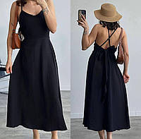 Довге жіноче плаття з відкритою спиною (чорне, хакі, синє, бежеве)