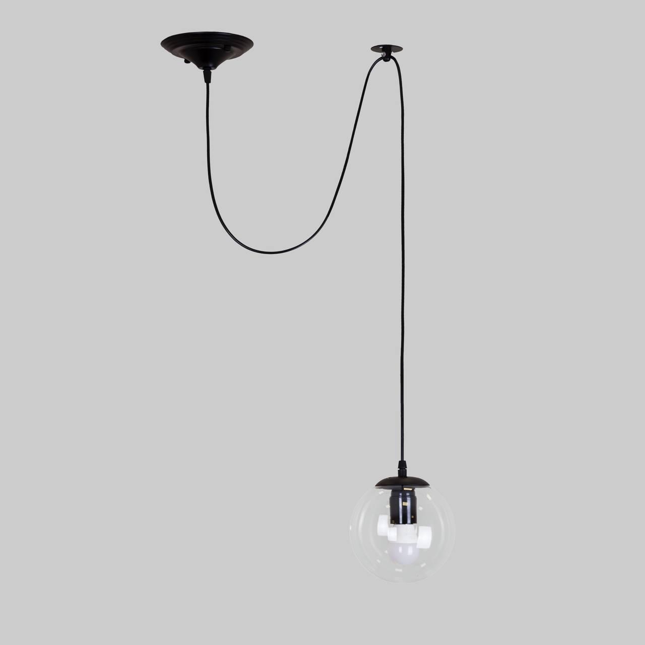 Чорний підвіс зі скляною 15см прозорою кулею (56-PR1501F-1 BK+CL)