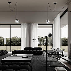 Чорний підвіс зі скляною 15см прозорою кулею (56-PR1501F-1 BK+CL), фото 4