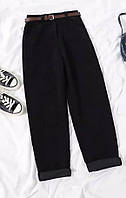 Женские штаны с вельвета + пояс в комплекте черный BD 77