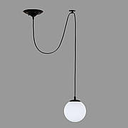 Чорний підвіс зі скляною 15см білою кулею (56-PR1501F-1 BK+WH)