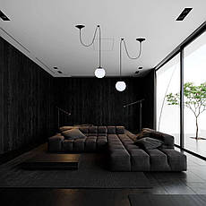 Чорний підвіс зі скляною 15см білою кулею (56-PR1501F-1 BK+WH), фото 4