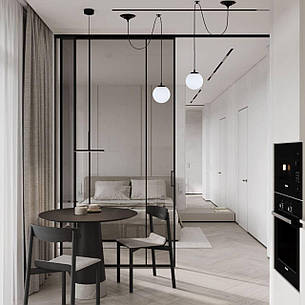 Чорний підвіс зі скляною 15см білою кулею (56-PR1501F-1 BK+WH), фото 2