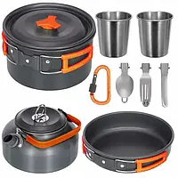 Набор туристической металлической посуды для походов Camping cooking HP227