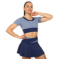 Комплект спортивный женский юбка и топ Zelart JYMD035-JYMQ005 размер S цвет синий un