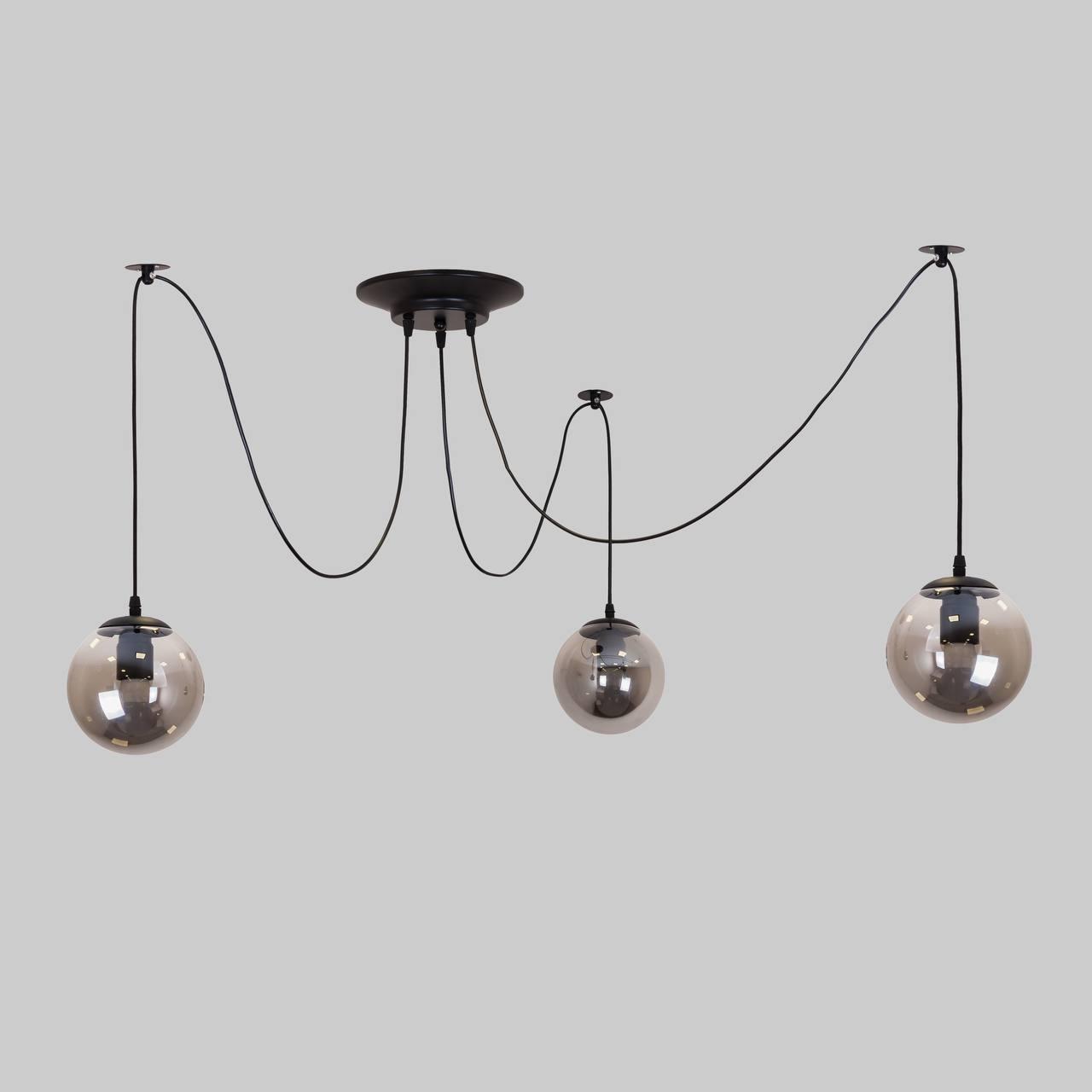 Уцінка! Чорна люстра з графітових кульок на 3 лампи (56-PR1503F-3 BK+BK)