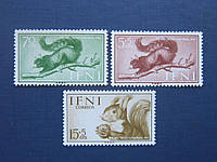3 марки Іфні (Іспанська Африка) 1955 фауна білки бурундуки MNH